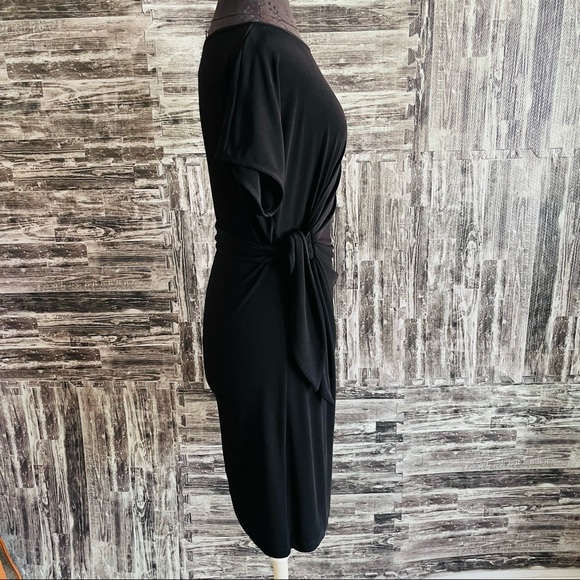 Ali Ro Black side tie casual day to night dress EUC sz. 10 stretchy short sleeve - Picture 7 of 12